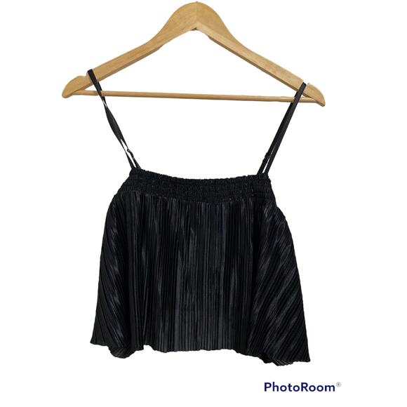 Bp. Plisse crop camisole in‎ black size Large NEW #bp451527MI - Picture 2 of 7